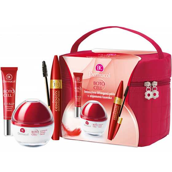 Dermacol Lifting cream 50 ml and 15 ml for eyes and lips + mascara 12 ml, cosmetic set