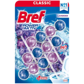 Bref Power Aktiv 4 Formula Lavender WC block for hygienic cleanliness and freshness of your toilet, colours water 3 x 50 g