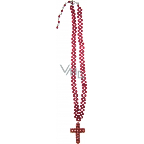 Red necklace with cross 41 cm