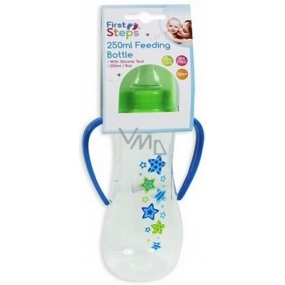 First Steps Stars 0+ baby bottle green with 2 handles 250 ml