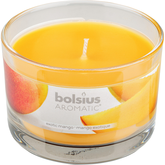Bolsius Aromatic Exotic Mango - Mango scented candle in glass 90 x 65 mm 247 g burning time approx. 30 hours
