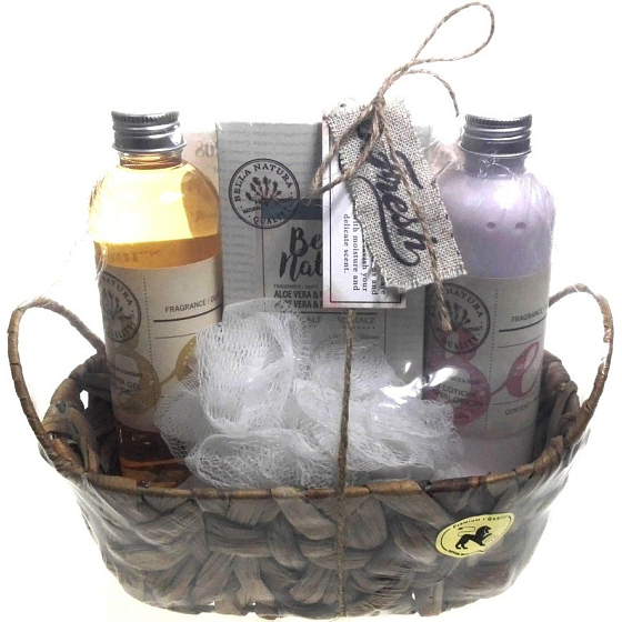 Raphael Rosalee Cosmetics Bella Natura Herbs Mix Shower Gel 200 ml + Body Lotion 200 ml + Bath Salt 300 g + Sponge + Basket, Cosmetic Set