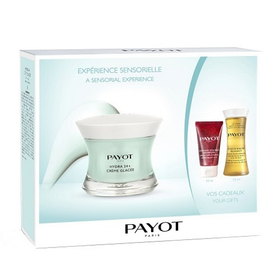 Payot Hydra24 + Glaceé moisturizing gel-cream 50 ml + Gommage Douceur Framboise abrasive oil jelly 50 ml + Huile de Douche shower oil 125 ml, cosmetic set