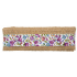 Jute ribbon with purple and blue flowers, width 6 cm, 2 m