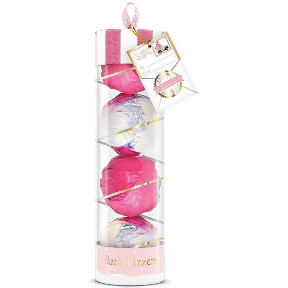 Baylis & Harding Pink collection of sparkling bath balls 4 pieces x 100 g, cosmetic set