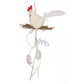 Plush hen with a nest of 25 cm for hanging white
