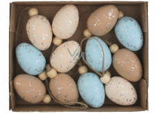 Glitter plastic eggs for hanging 4 cm, 12 pieces in a box