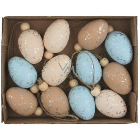 Glitter eggs plastic for hanging 4 cm, 12 pieces in a box
