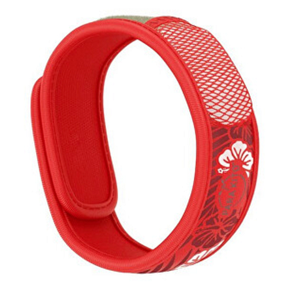 Parakito Repellent mosquito bracelet Graphic Hawaii red natural, refillable, waterproof, protection 24h / day - 15 days for refill + two refills