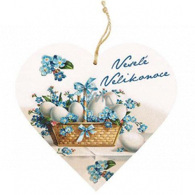 Bohemia Gifts Wooden decorative heart with Happy Easter print 13 cm