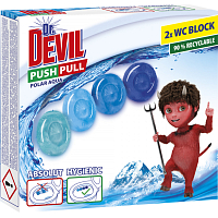 Dr. Devil WC Push Pull Gel Polar Aqua WC Block Without Basket, 2 × 20 g