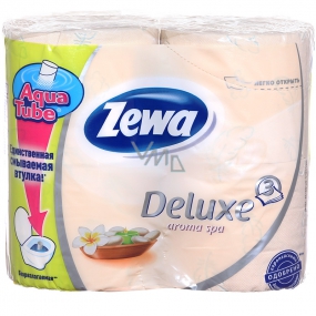 Zewa Deluxe Aqua Tube Jasmine Blossom Toilet Paper Yellow 3 Layer 150 Scraps 4 Pieces, Roll You Can Flush