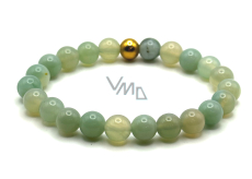 Chalcedony bracelet elastic natural stone, ball 8 mm / 16 - 17 cm, stone of love, joy