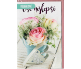 Nekupto General greeting card Rose with heart 115 x 170 mm