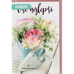Nekupto General greeting card Rose with heart 115 x 170 mm