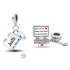 Sterling silver 925 Computer + mouse, cubic zirconia, 2in1 opening pendant on bracelet interests
