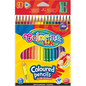 Colorino Crayons triangular 18 colours + pencil sharpener