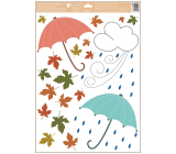 Window film autumn Umbrellas with leaves 35 x 50 cm