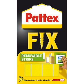 PATTEX Fix double-sided adhesive strips, 20×40 mm, load capacity up to 2 kg, 10 pcs