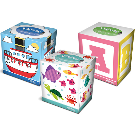 Kleenex Kids Collection hygienic paper handkerchiefs 3 layer box various motifs 56 pieces