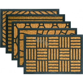 Spokar Mat Criss Cross Rubber, coconut fiber top layer, Various patterns 60 x 40 cm