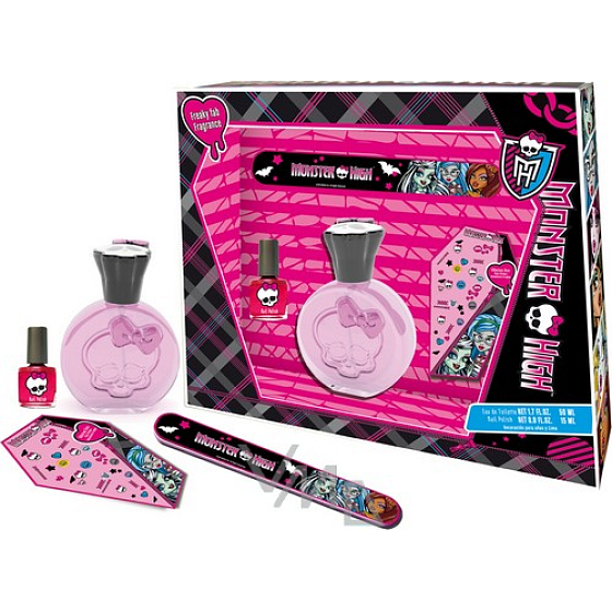 Mattel Monster High eau de toilette 50 ml, varnish 7 ml, file, nail decorations, cosmetic set
