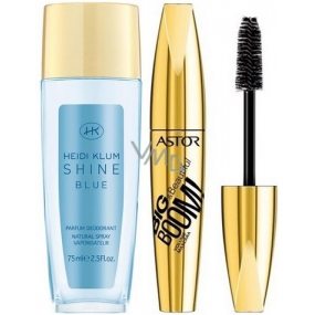 Astor Big & Beautiful Boom! Mascara black 12 ml + Heidi Klum Shine Blue perfumed deodorant glass for women 75 ml, cosmetic set