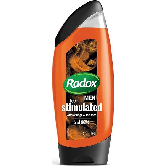Radox Men Feel Stimulated Orange & Tea Tree 2 in 1 shower gel and shampoo for men 250 ml