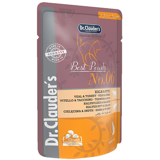 Dr. Clauders Veal and Turkey in Sauce Complete Cat Food with Meat Chunks Pouch 100 g