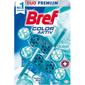Bref Color Aktiv Ocean WC block for hygienic cleanliness and freshness of your toilet, colors the water in a turquoise shade 2 x 50 g