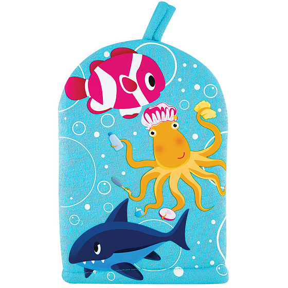 Baylis & Harding Kids Octopus goldfish and shark washcloth for children 1 piece