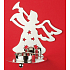 Metal candlestick silver angel with trumpet, for a tea candle 12 cm