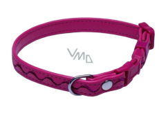 B&F Collar Leatherette adjustable stitched ripples pink 1.2 x 18 - 28 cm