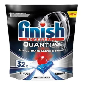 Finish Quantum Ultimate tablets for the dishwasher, protects dishes and glasses, brings dazzling purity, gloss of 32 pieces