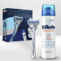Gillette Skinguard razor 1 piece + Skinguard Sensitive shaving gel 200 ml, cosmetic set for men