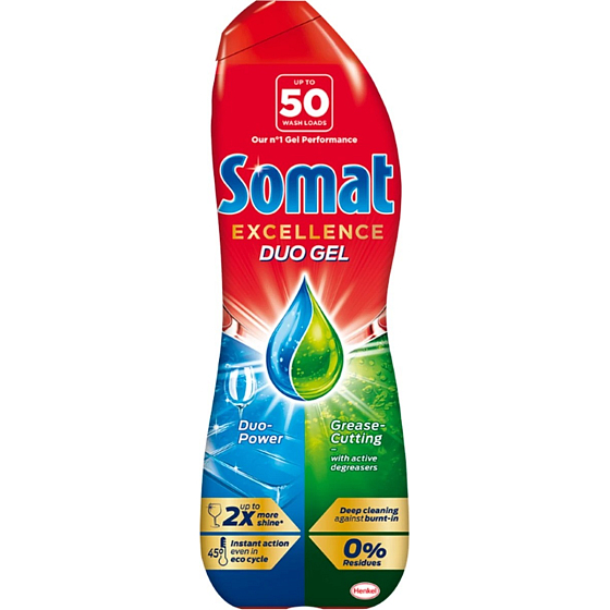 Somat Excellence Anti-Grease dishwasher gel for perfect cleanliness and shiny shine 50 doses 900 ml