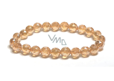 Crystal Aqua aura gold color facet semi-metallic finish, bracelet elastic natural stone, bead 8 mm / 16 - 17 cm, stone stones