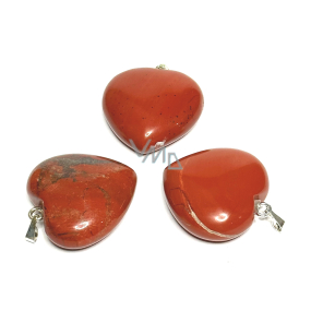 Jasper Red Heart Pendant natural stone 30 mm, full care stone