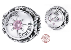 Charm Sterling silver 925 Zodiac sign, cubic zirconia Scorpio, bead for bracelet