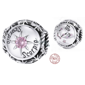 Charm Sterling silver 925 Zodiac sign, cubic zirconia Scorpio, bead for bracelet