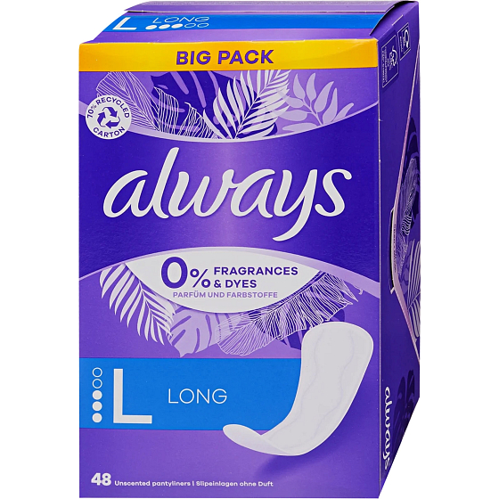 Always Daily Protect Long Unscented Intimate Pads 48 pieces