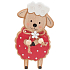 Wooden sheep 13 cm