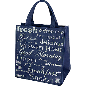 Niteola shopping bag, 34 × 36 × 22 cm, blue with inscriptions