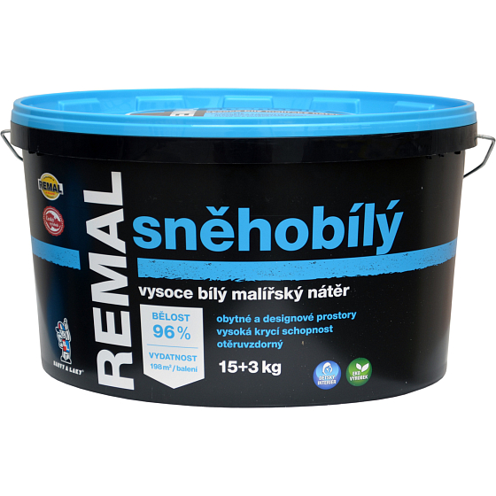 REMAL Snow White high white paint for walls, 15+3 kg