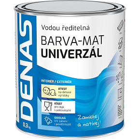 DENAS UNIVERSAL-MAT top coat for wood, metal, and concrete, 0199 black, 0.3 kg DENAS UNIVERSAL-MAT top coat for wood, metal, and concrete, 0199 black, 0.3 kg