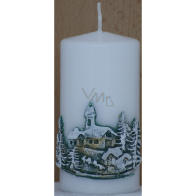 Lima Landscape relief candle white cylinder 50 x 100 mm