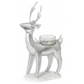 Yankee Candle Arctic Forest Candlestick Reindeer standing on a tea candle