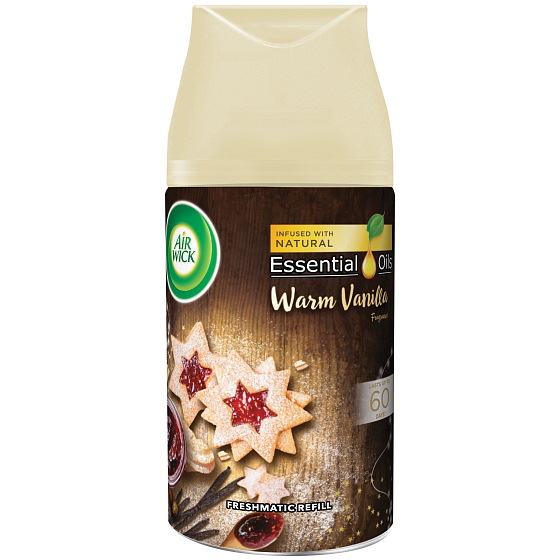Air Wick FreshMatic Essential Oils Warm Vanilla - Scent of Vanilla Cookies Automatic Air Freshener Refill 250 ml