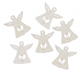 Wooden angel on a peg white 3 cm 6 pieces