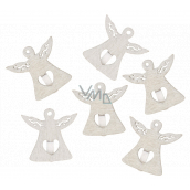 Wooden angel on a peg white 3 cm 6 pieces